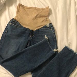 Maternity jeans with belly band